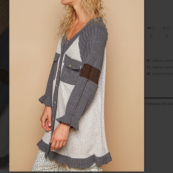 Pol “Amalfi Coast” POL Long Sleeve V-Neck Cardigan with Textured knit BR25 - Picture 3 of 5